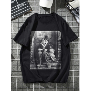 Tricou Charlie Chaplin cu un câine